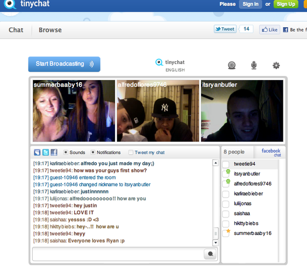 Chat with justin bieber tinychat room